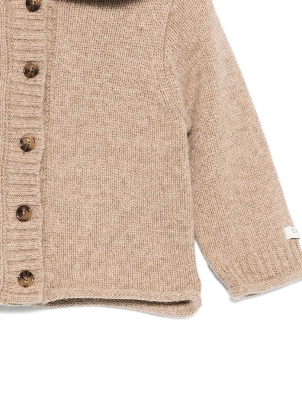 Donsje Hooded Buttoned Cardigan In Brown
