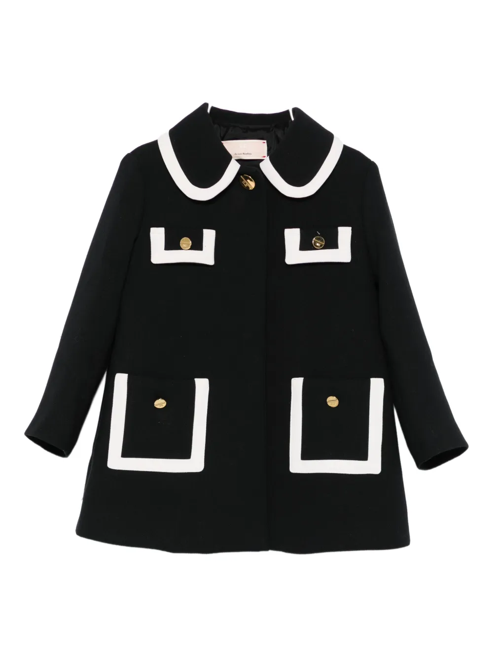Elisabetta Franchi La Mia Bambina Xip-fastening Coat In Black