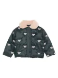 Donsje koala-print borg-collar padded jacket - Blue