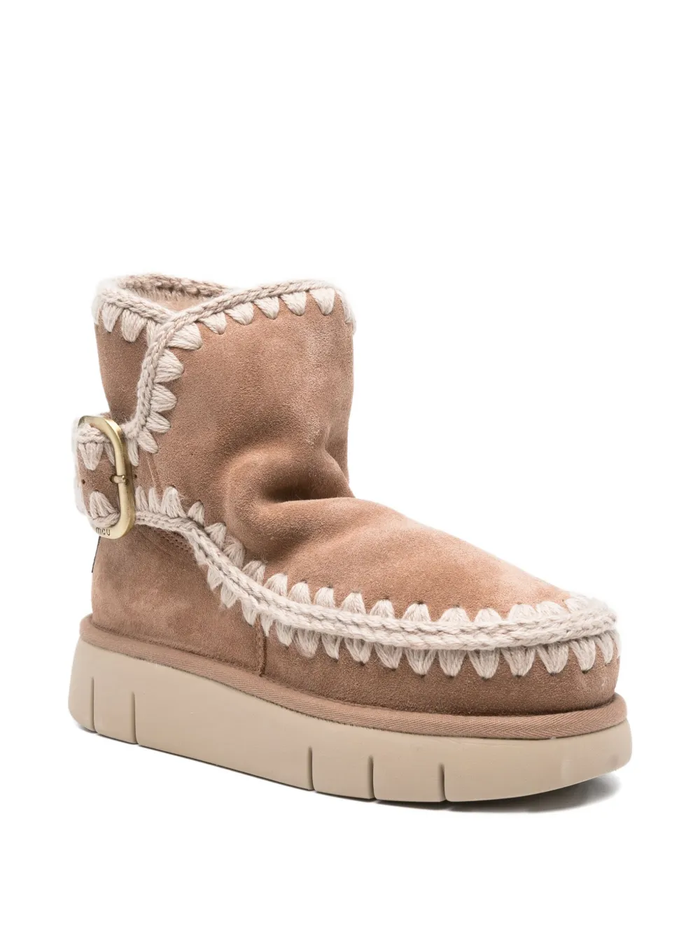 Mou Bounce buckle-strap boots Brown