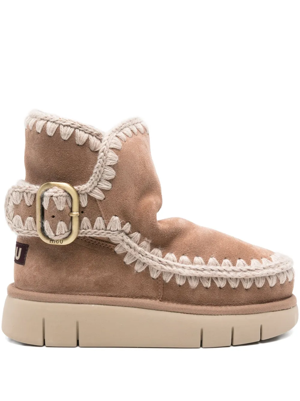 Mou Bounce buckle-strap boots Brown