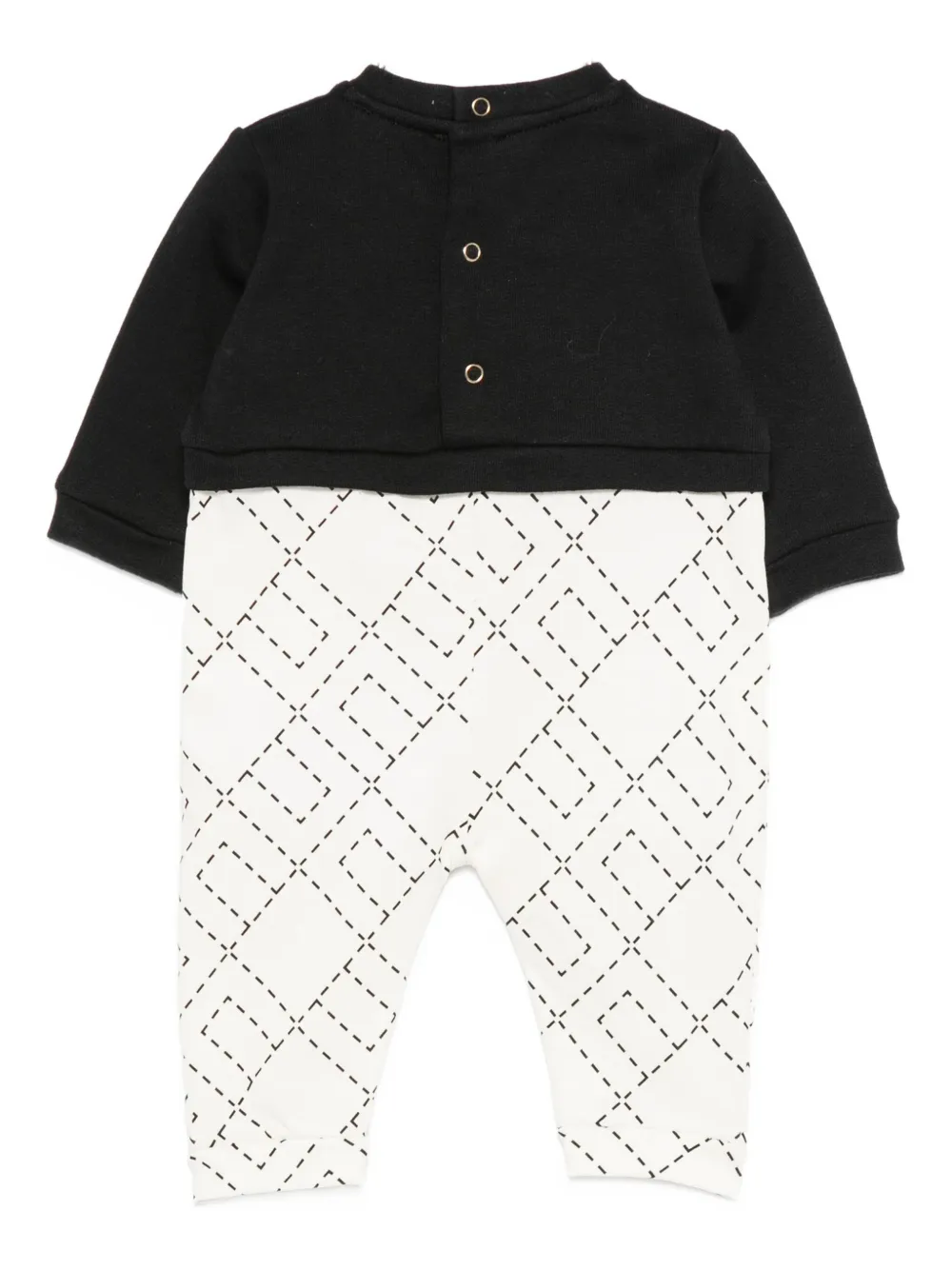 Elisabetta Franchi La Mia Bambina Logo-detail Geometric-pattern Jumpsuit In Black