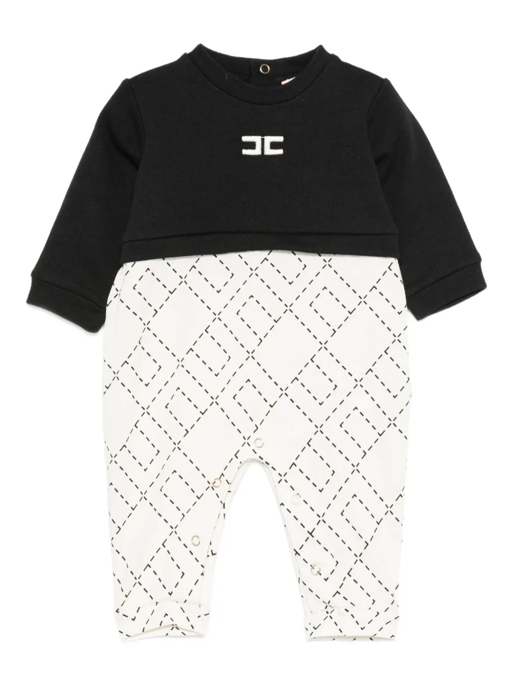 Elisabetta Franchi La Mia Bambina logo-detail geometric-pattern jumpsuit | Black | Image 1