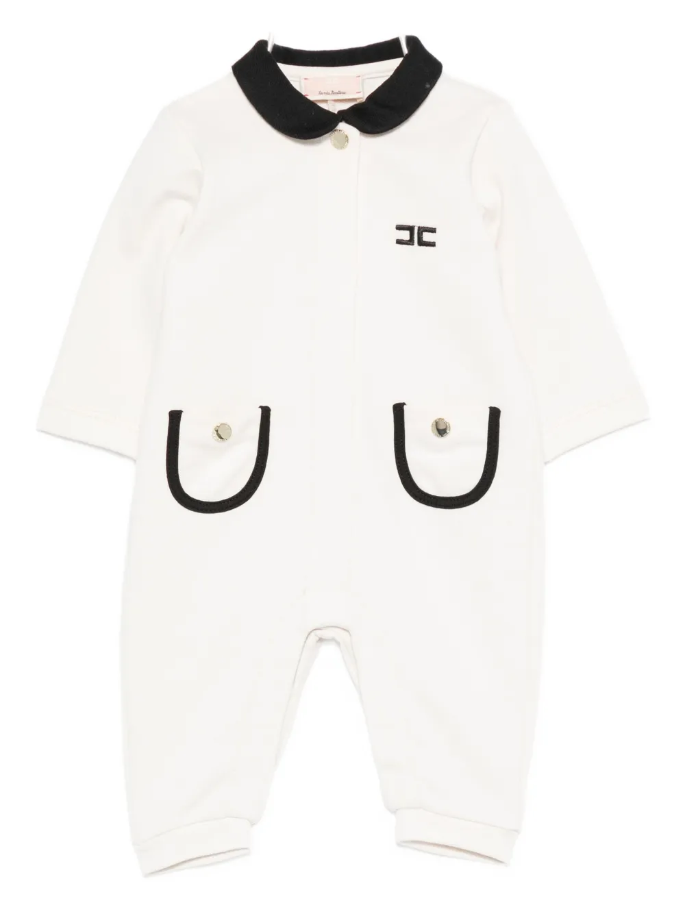 Elisabetta Franchi La Mia Bambina Peter-pan Collar Romper In White