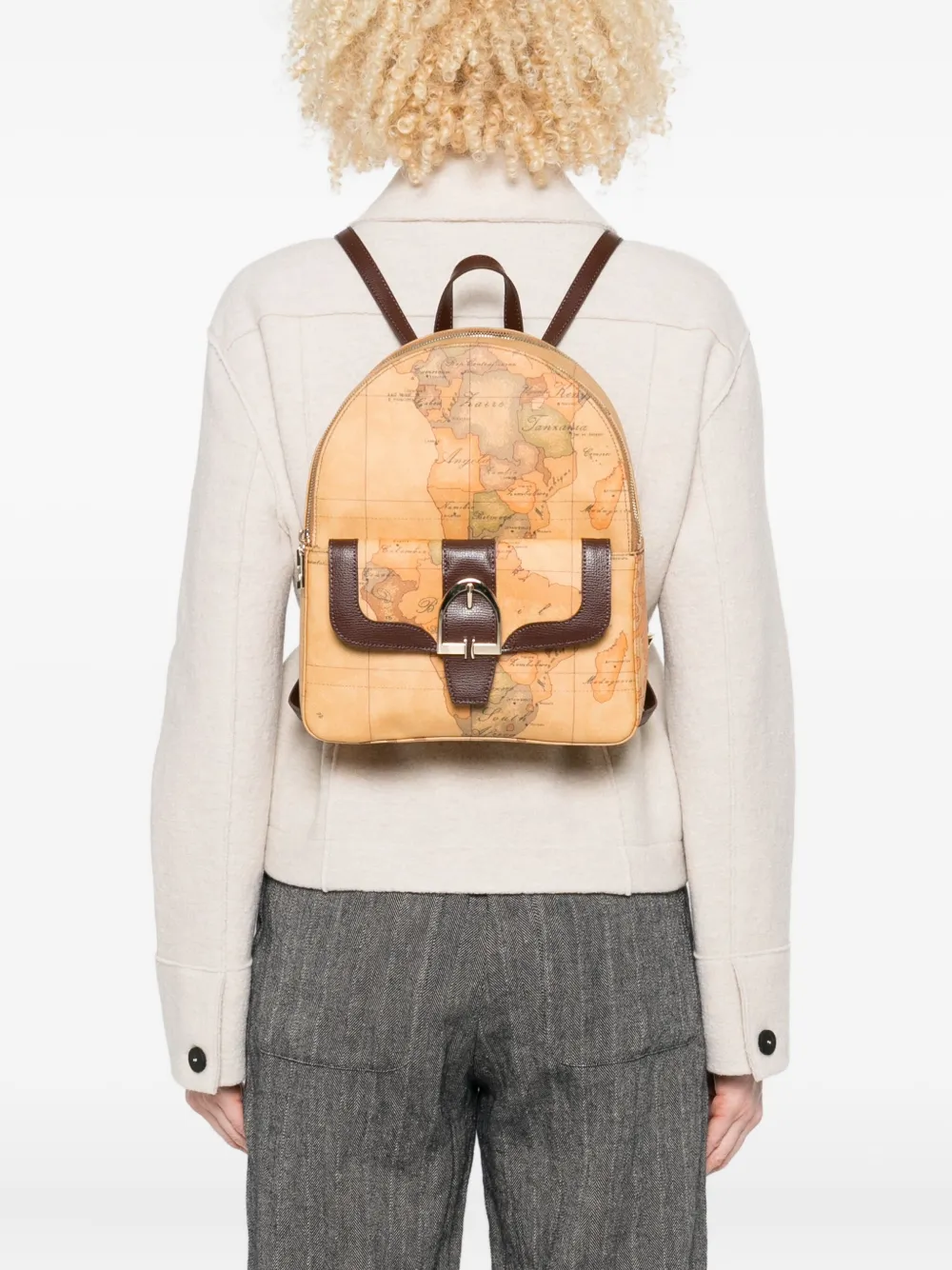 ALVIERO MARTINI 1° CLASSE map-print buckle-detail backpack | Image 2