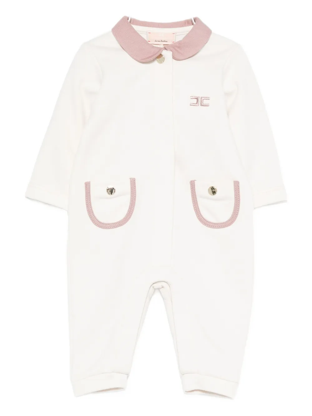 Elisabetta Franchi La Mia Bambina Logo-embroidered Jumpsuit In White