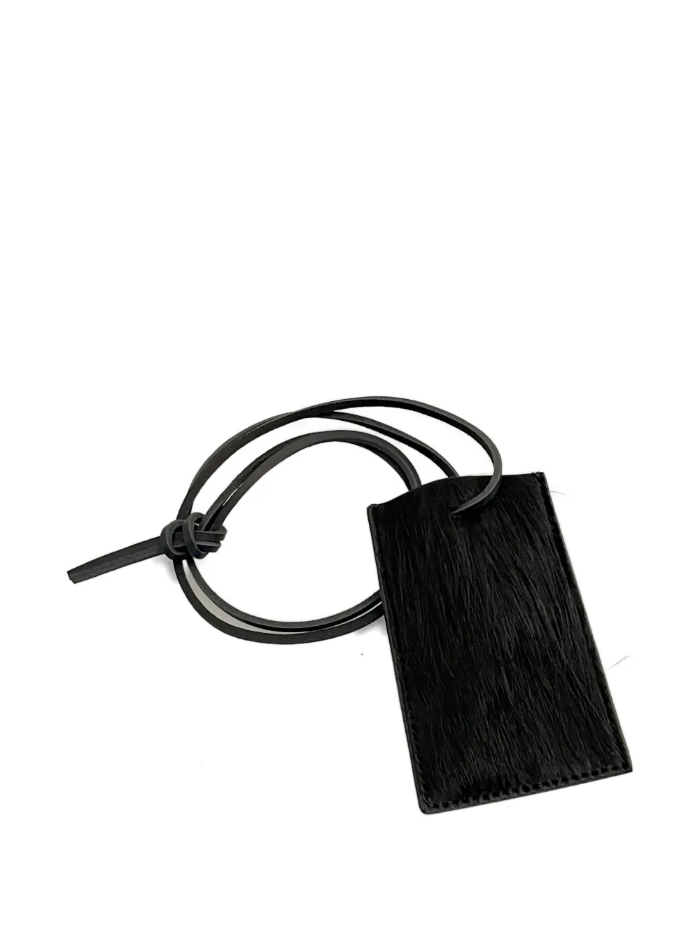 Rick Owens Leather-trimmed Hair-on-hide Keychain In Black