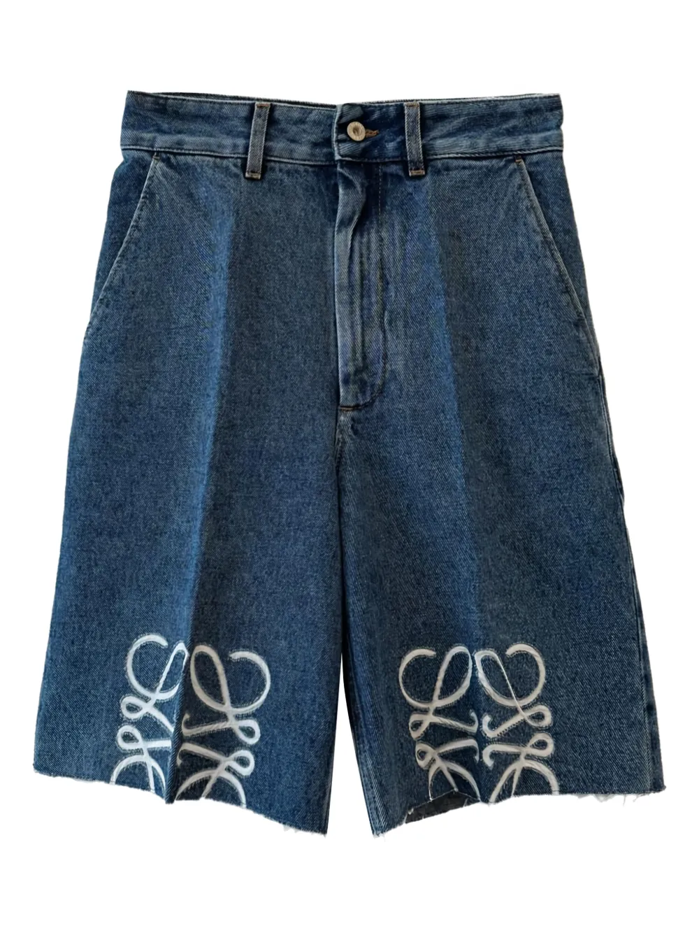 LOEWE embroidered-anagram denim shorts - ブルー LOEWE embroidered-anagram denim shorts - ブルー