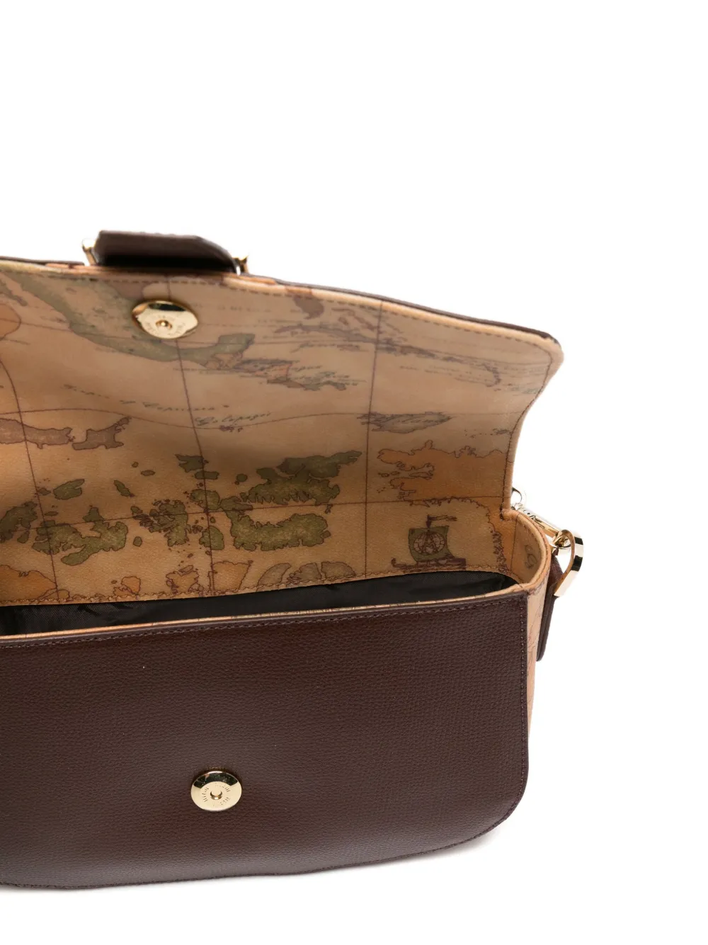 Alviero Martini 1° Classe Map-print Buckle-detail Shoulder Bag In Brown