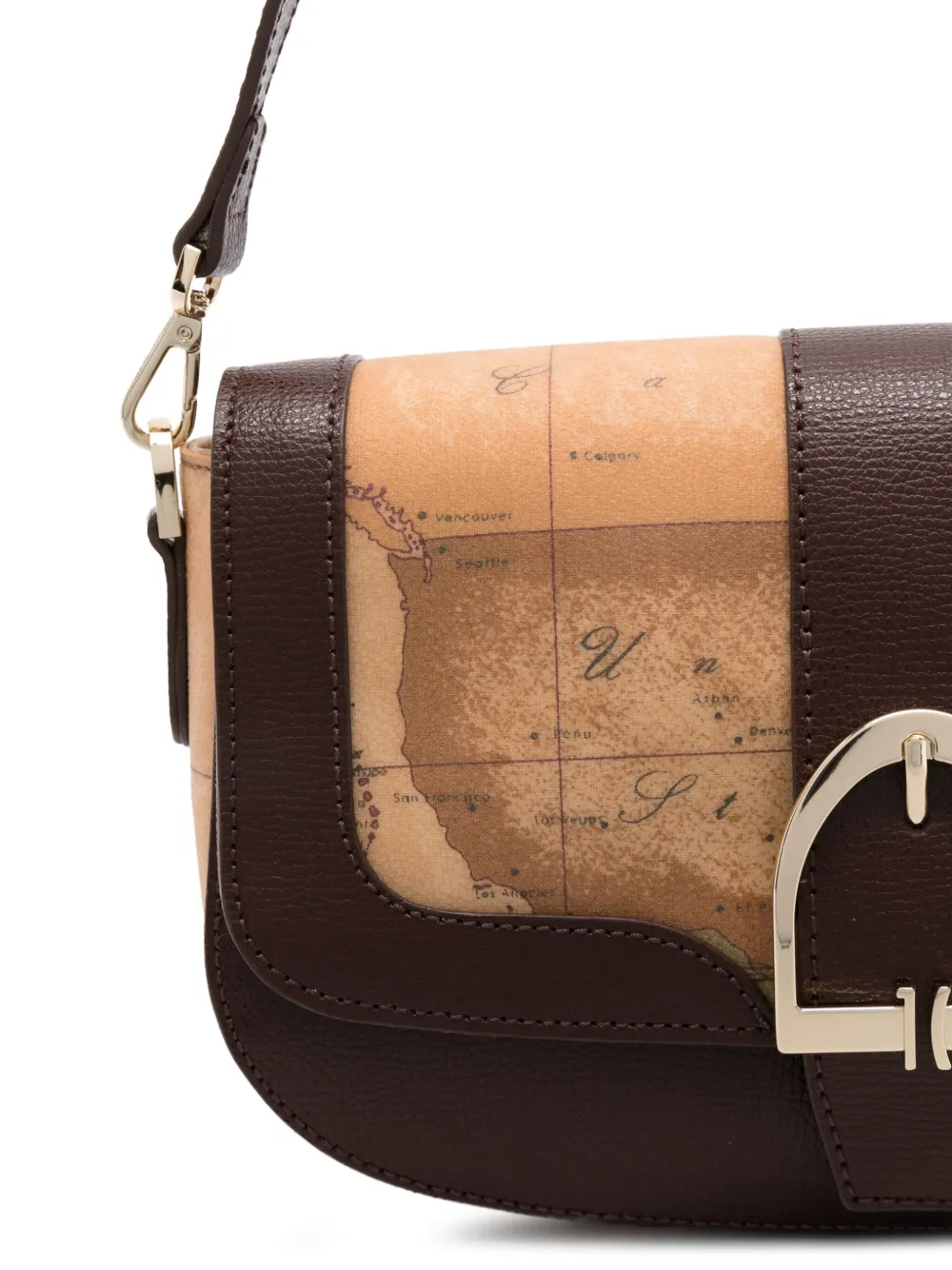 Alviero Martini 1° Classe Map-print Buckle-detail Shoulder Bag In Brown