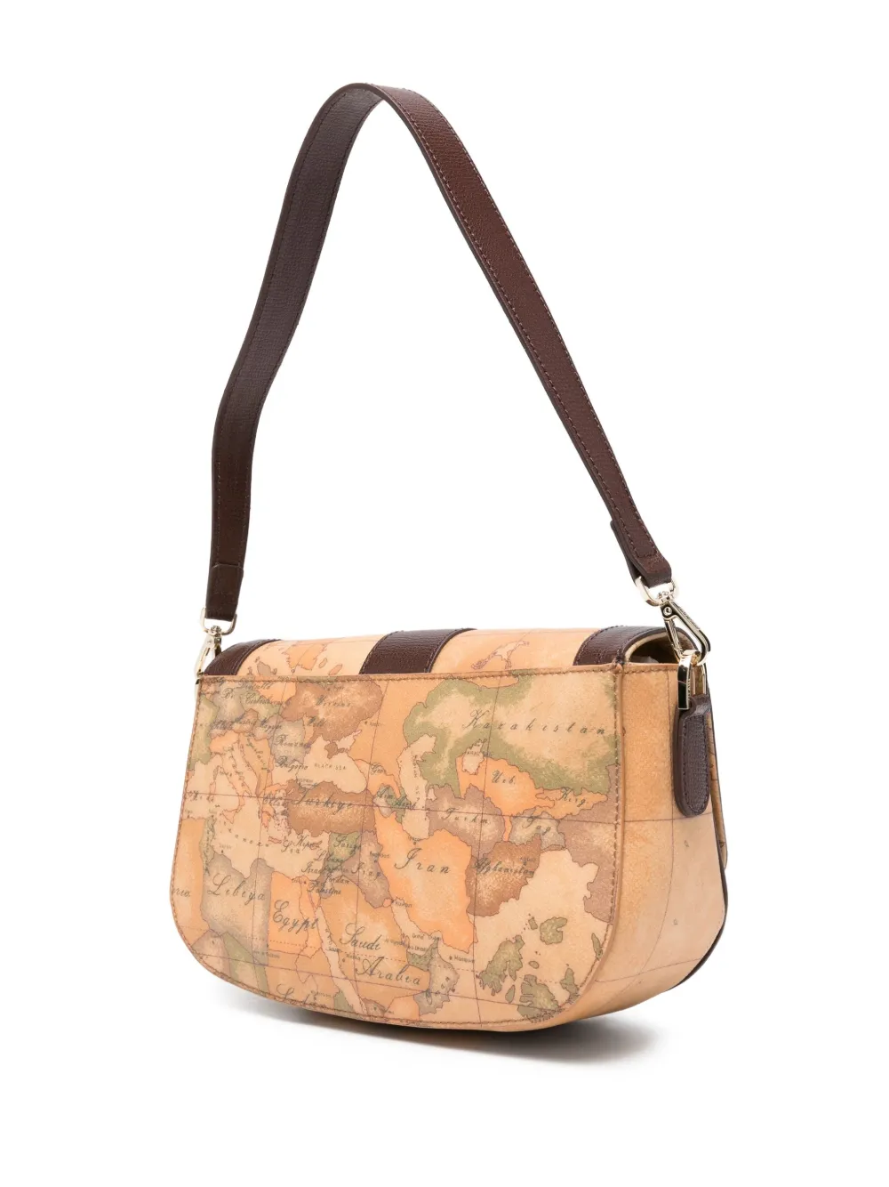 Alviero Martini 1° Classe Map-print Buckle-detail Shoulder Bag In Brown