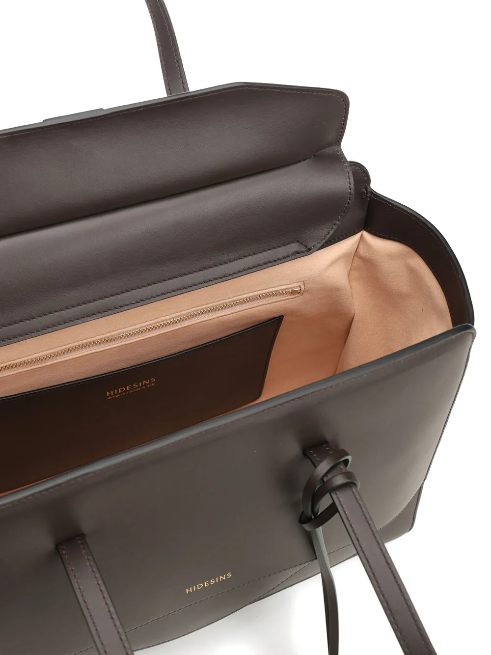 Hidesins Large Flap Leather Tote Bag In Brown
