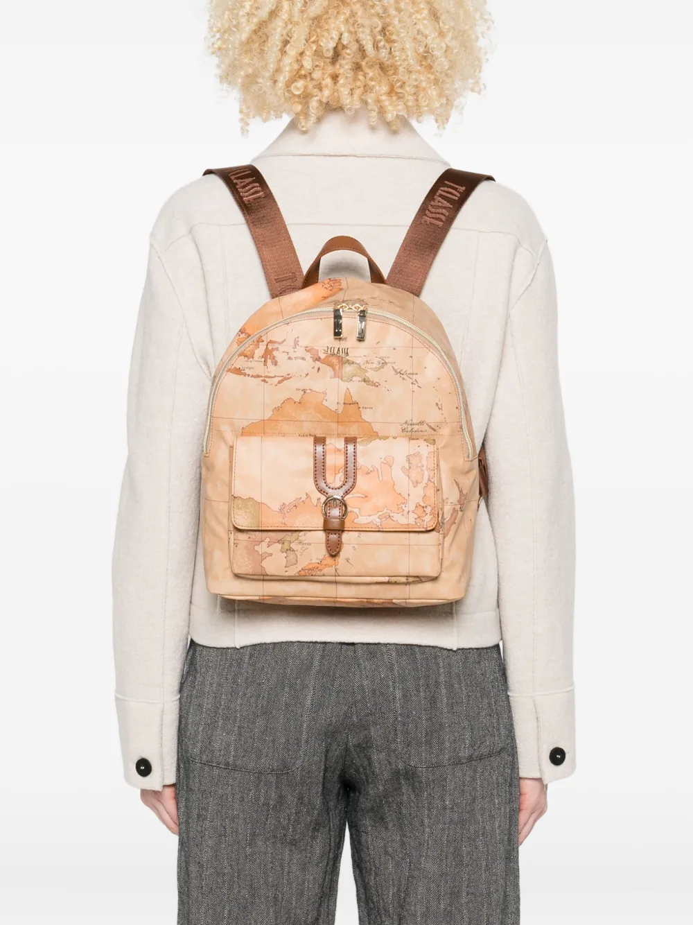 ALVIERO MARTINI 1° CLASSE map-print buckle-detail backpack | Image 2