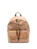 ALVIERO MARTINI 1° CLASSE map-print buckle-detail backpack - Neutrals