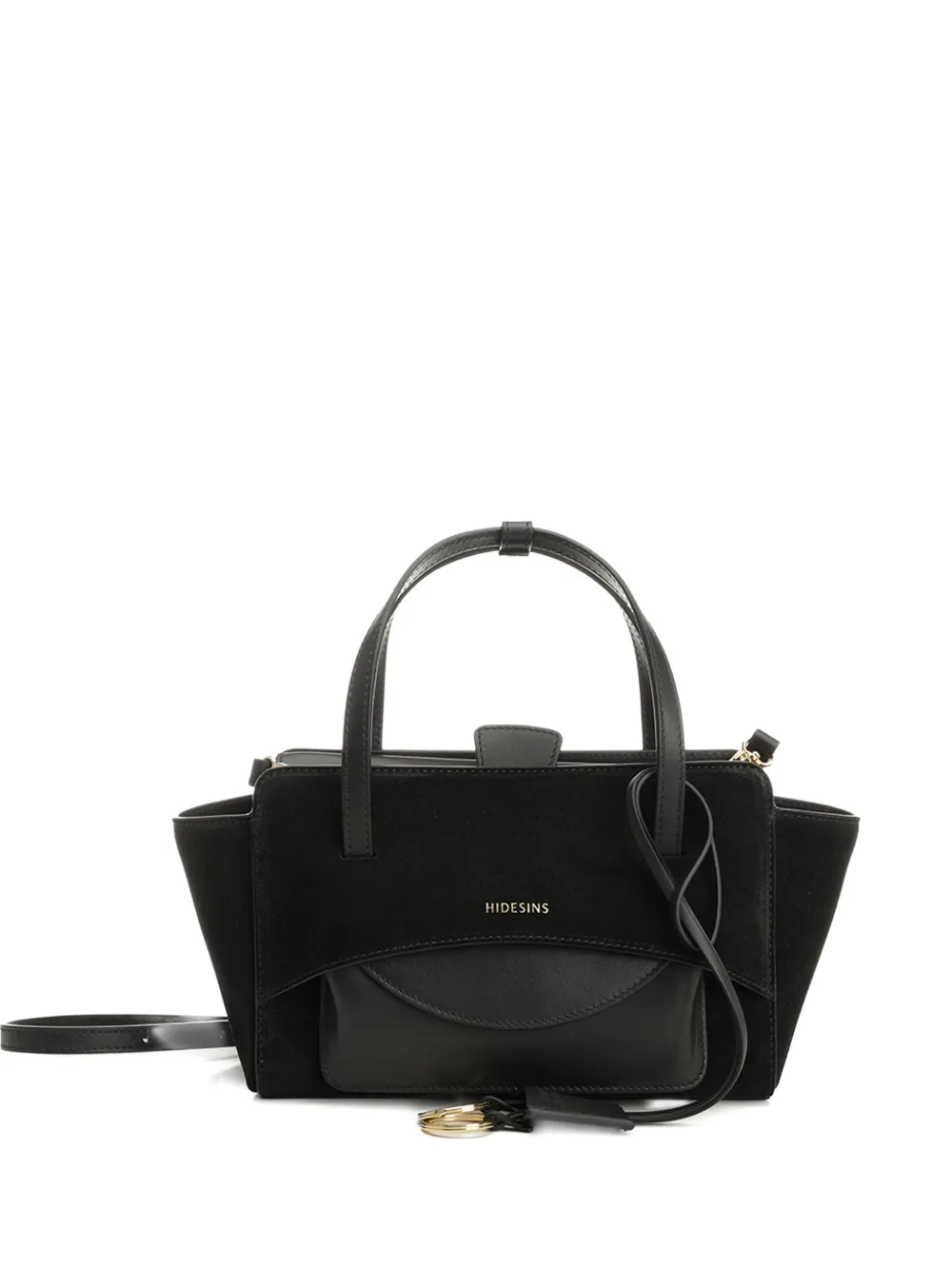 HIDESINS small Flap suede tote bag - ブラック HIDESINS small Flap suede tote bag - ブラック