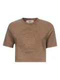 FENDI embossed-logo cropped T-shirt - Brown