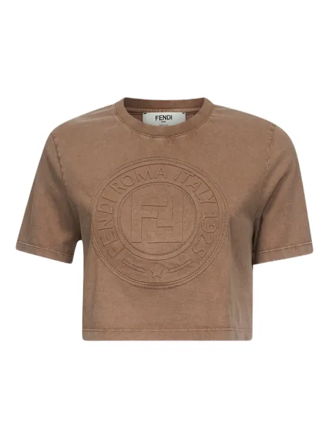 FENDI embossed-logo cropped T-shirt