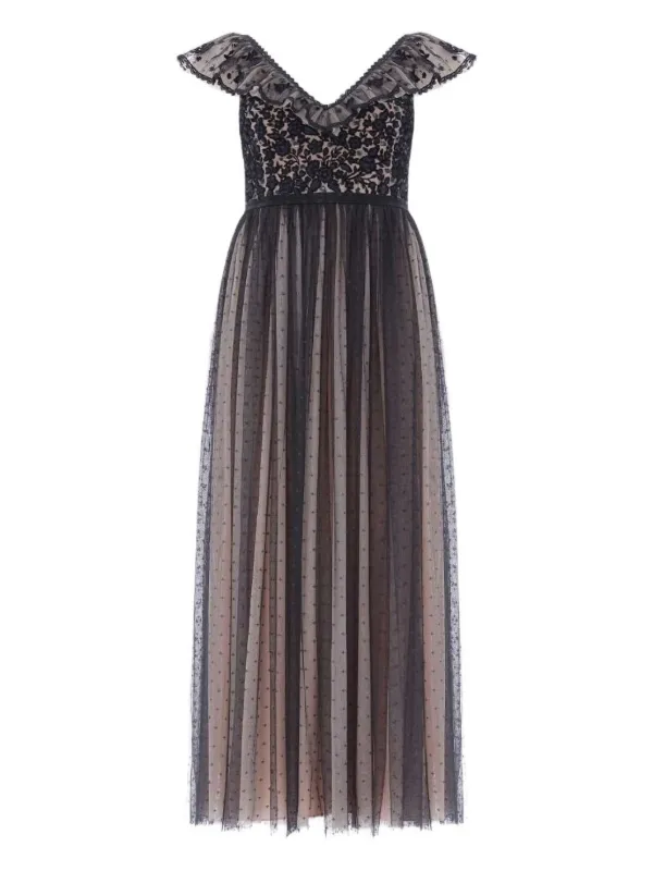 chinese dress ladies Blossom Lace Ankle Gown  Cream