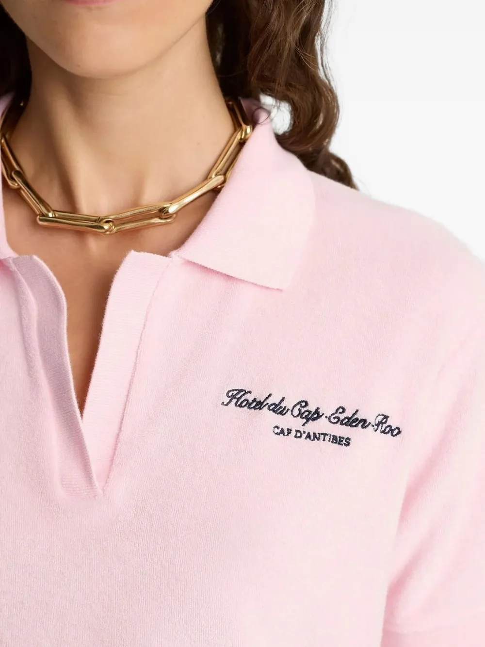 Sporty & Rich Polotop met geborduurd logo Roze