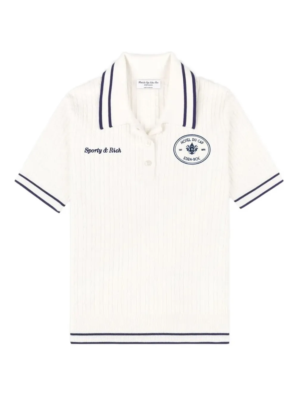 Sporty And Rich Cable-knit Polo Shirt In White