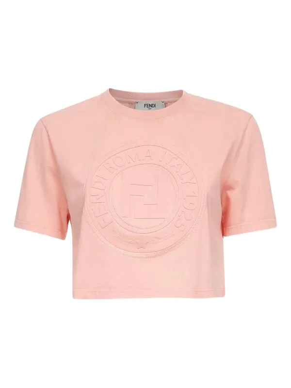 Fendi Embossed-logo Short-sleeve Top in Pink