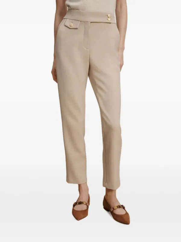Veronica Beard Button-detailed Tailored Trousers in Neutrals