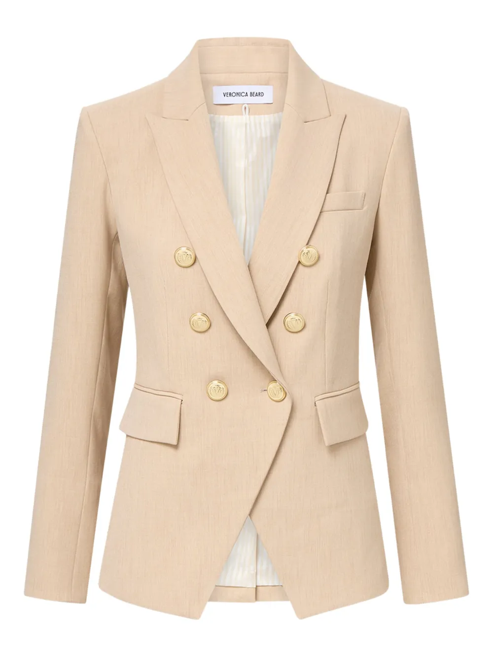 Veronica Beard Miller Double-breasted Button Blazer In Neutral