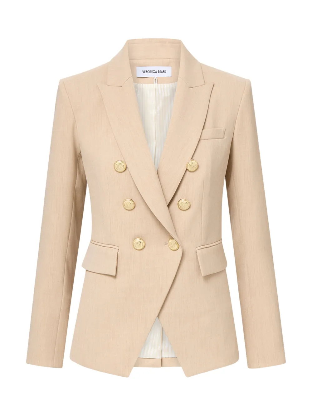 Veronica Beard Miller Double-breasted Button Blazer In Neutral