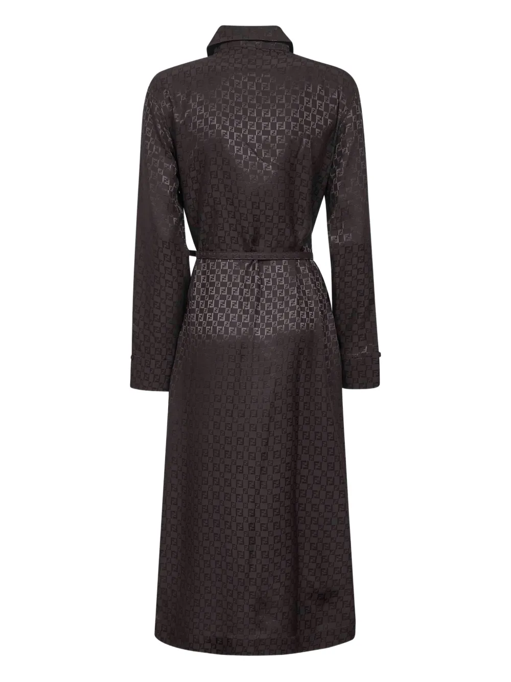 FENDI FF-logo jacquard belted dress - Bruin