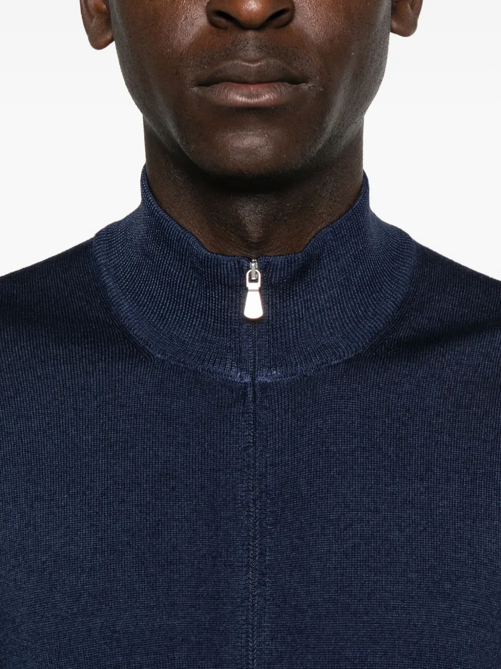 Barba Napoli Zip-neck Wool Sweater In Blue