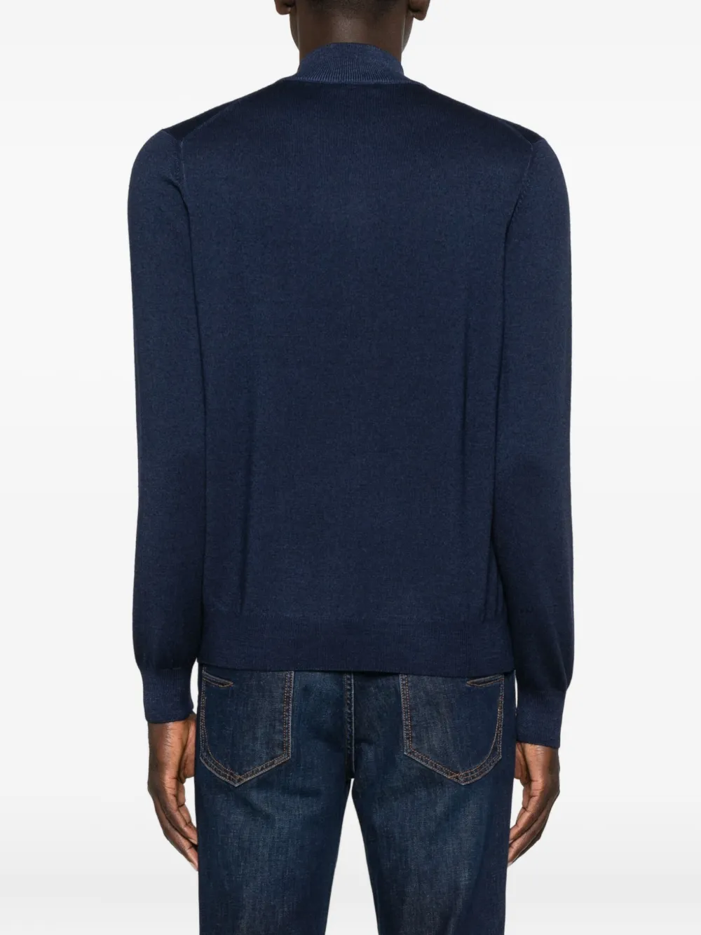 Barba Napoli Zip-neck Wool Sweater In Blue