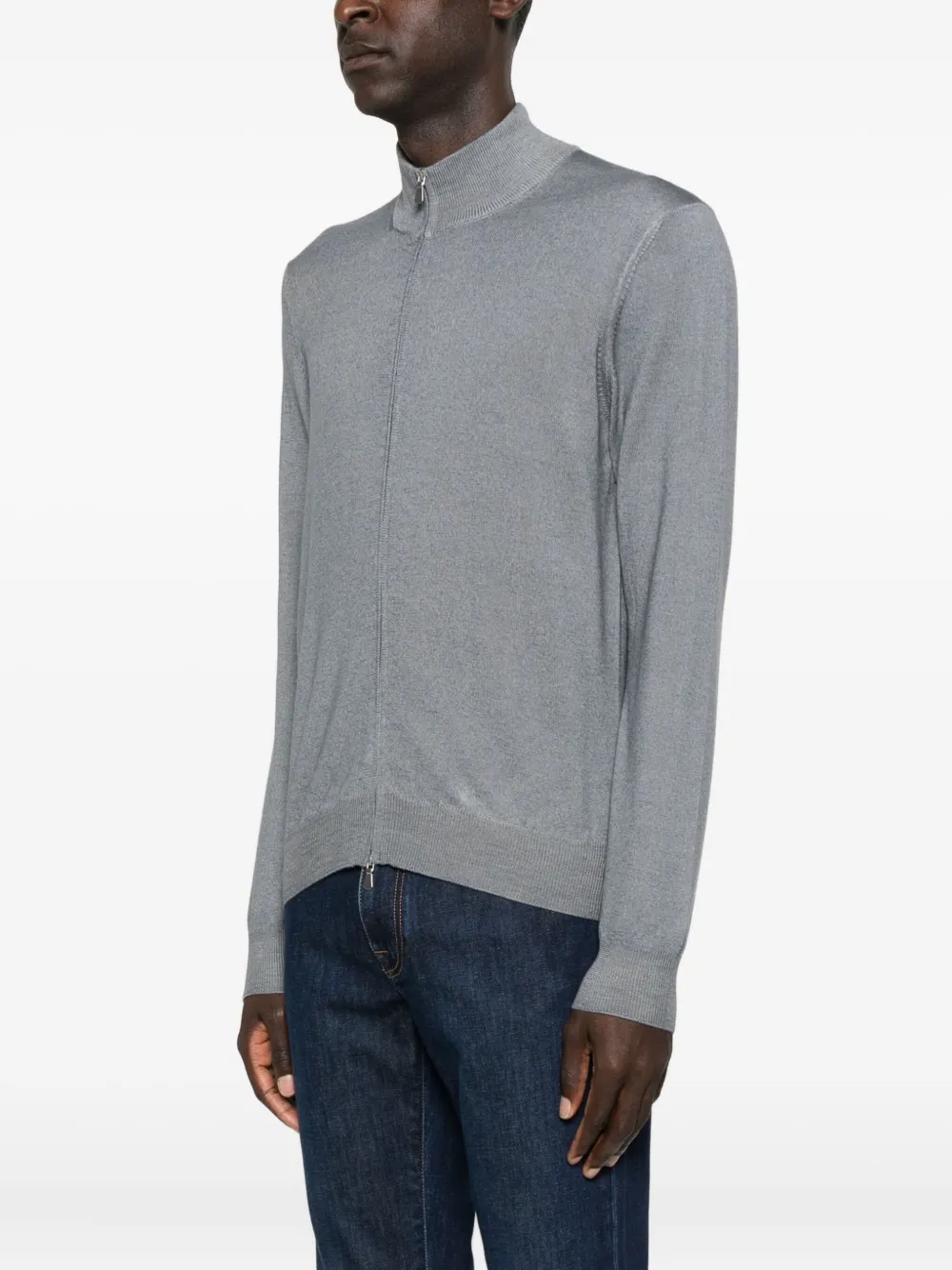 Barba Napoli Zip-fastening Sweater In Gray
