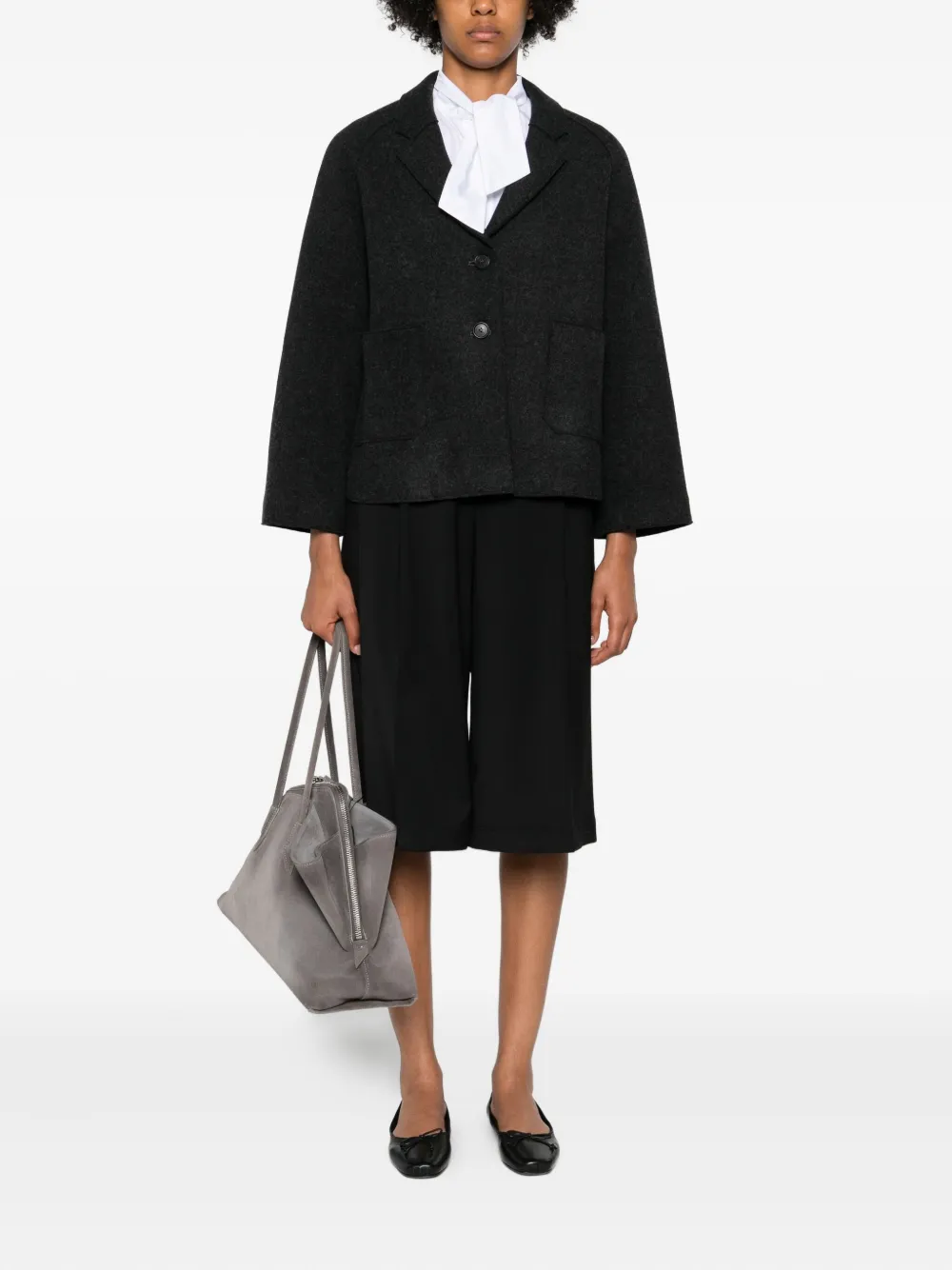 Berwich Geplooide wollen shorts - Zwart