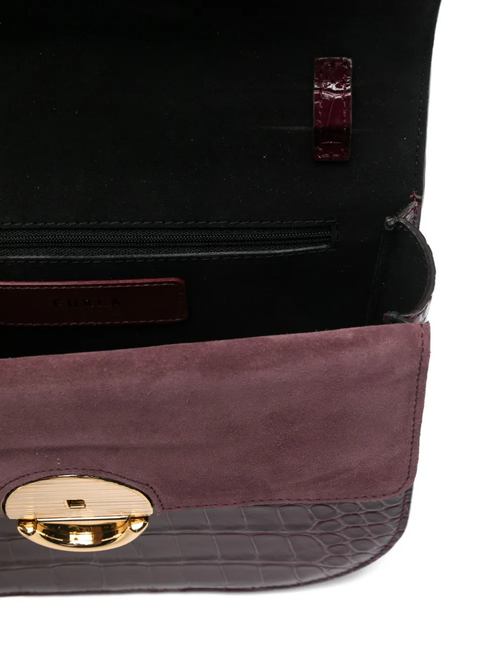 Furla Sfera Crocodile-effect Shoulder Bag In Red