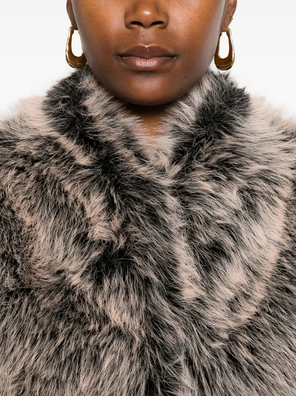 Patrizia Pepe Faux-fur Jacket In Brown