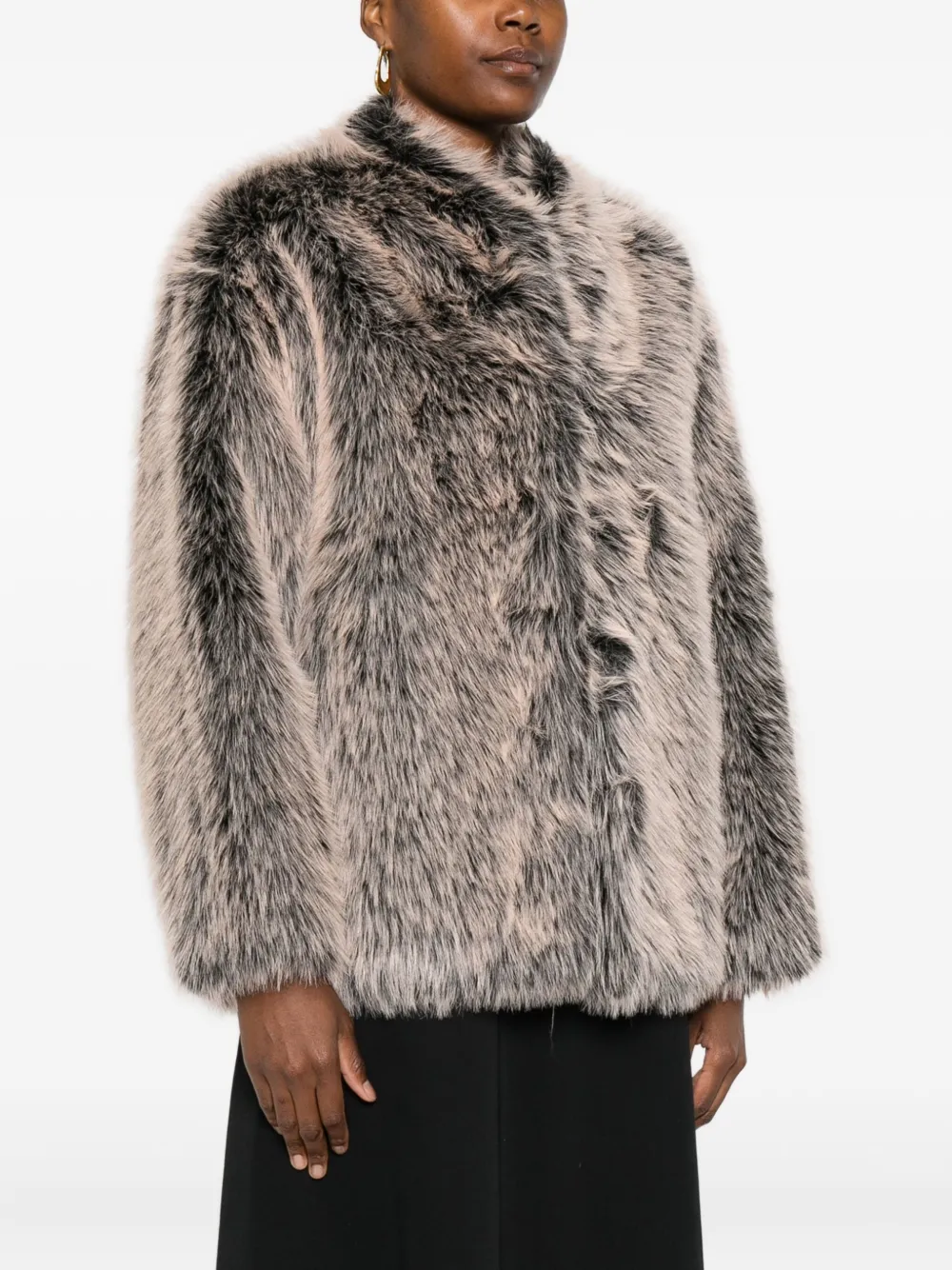 Patrizia Pepe Faux-fur Jacket In Brown
