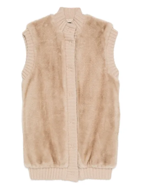 PINKO faux-fur knitted gilet