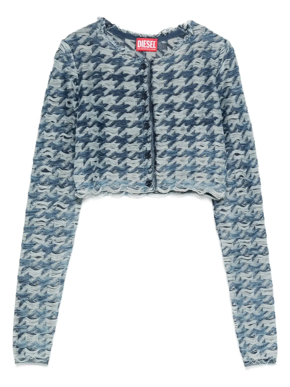 Diesel houndstooth-pattern cardigan - ブルー Diesel houndstooth-pattern cardigan - ブルー