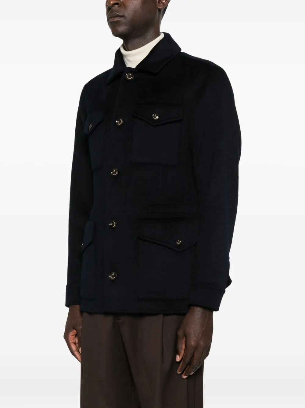 Montecore Flap-pocket Cashmere Coat In Black