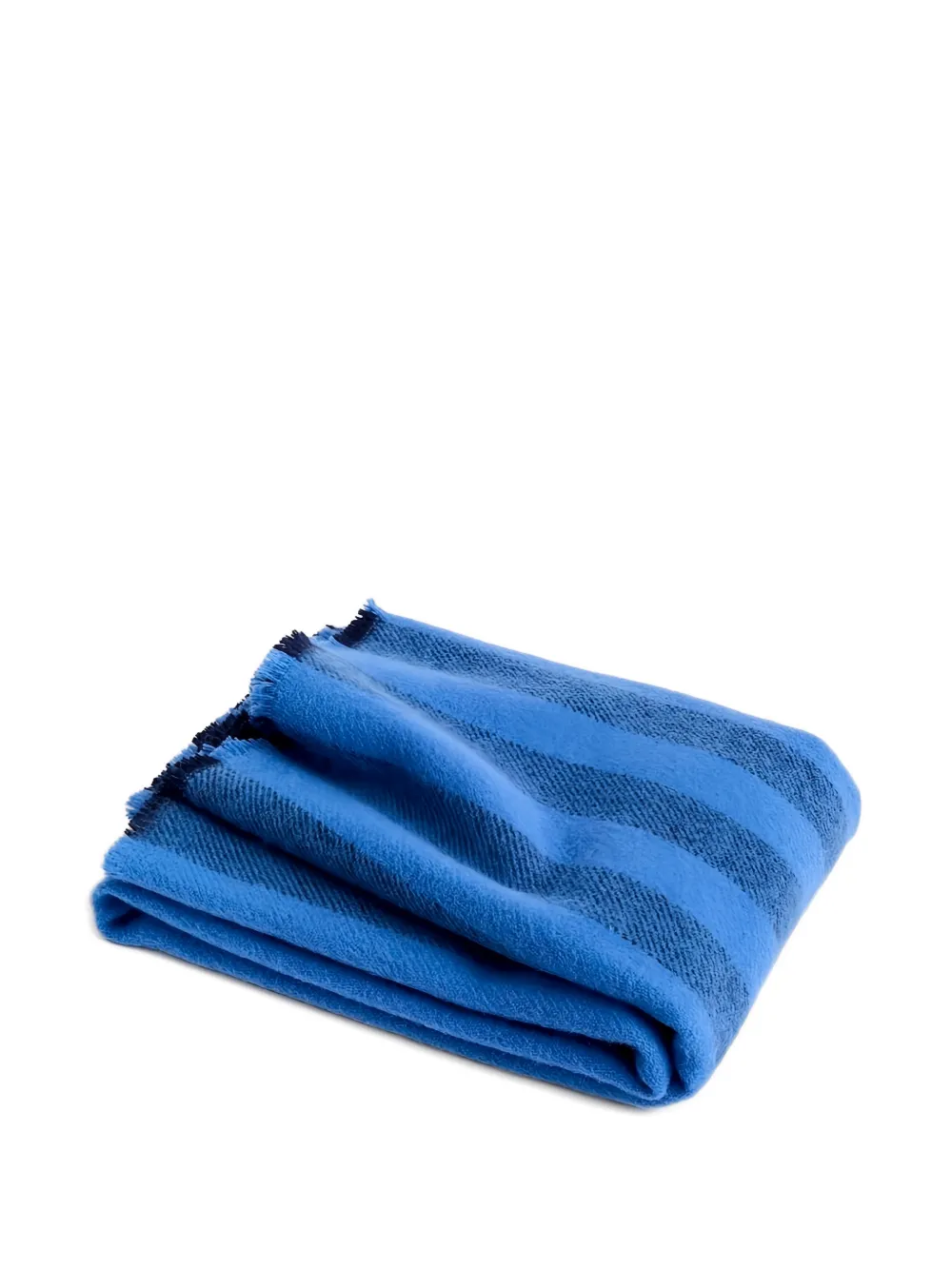 HAY striped fringed blanket (130 x 180) | Blue | Image 1