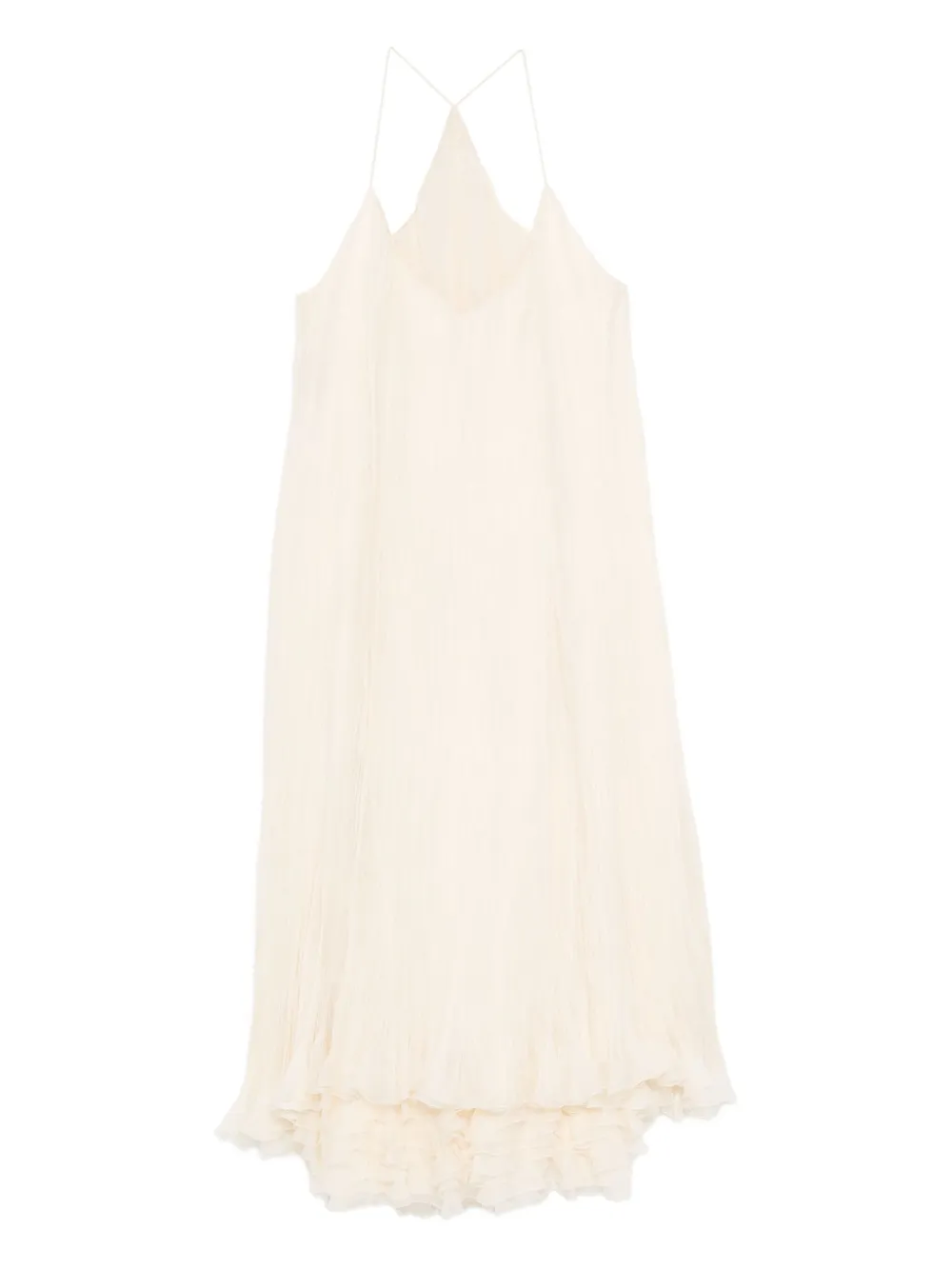 Alberta Ferretti pleated silk ruffled dress | Neutrals | Image 1