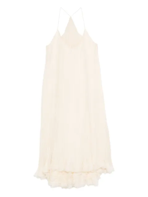 Alberta Ferretti vestido plisado con volantes