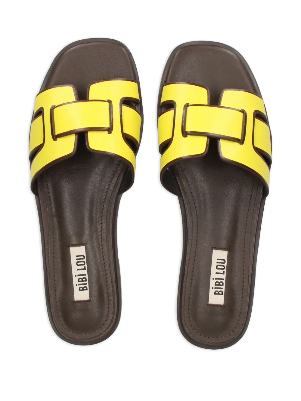 Bibi Lou Leren sandalen met H-bandje Geel