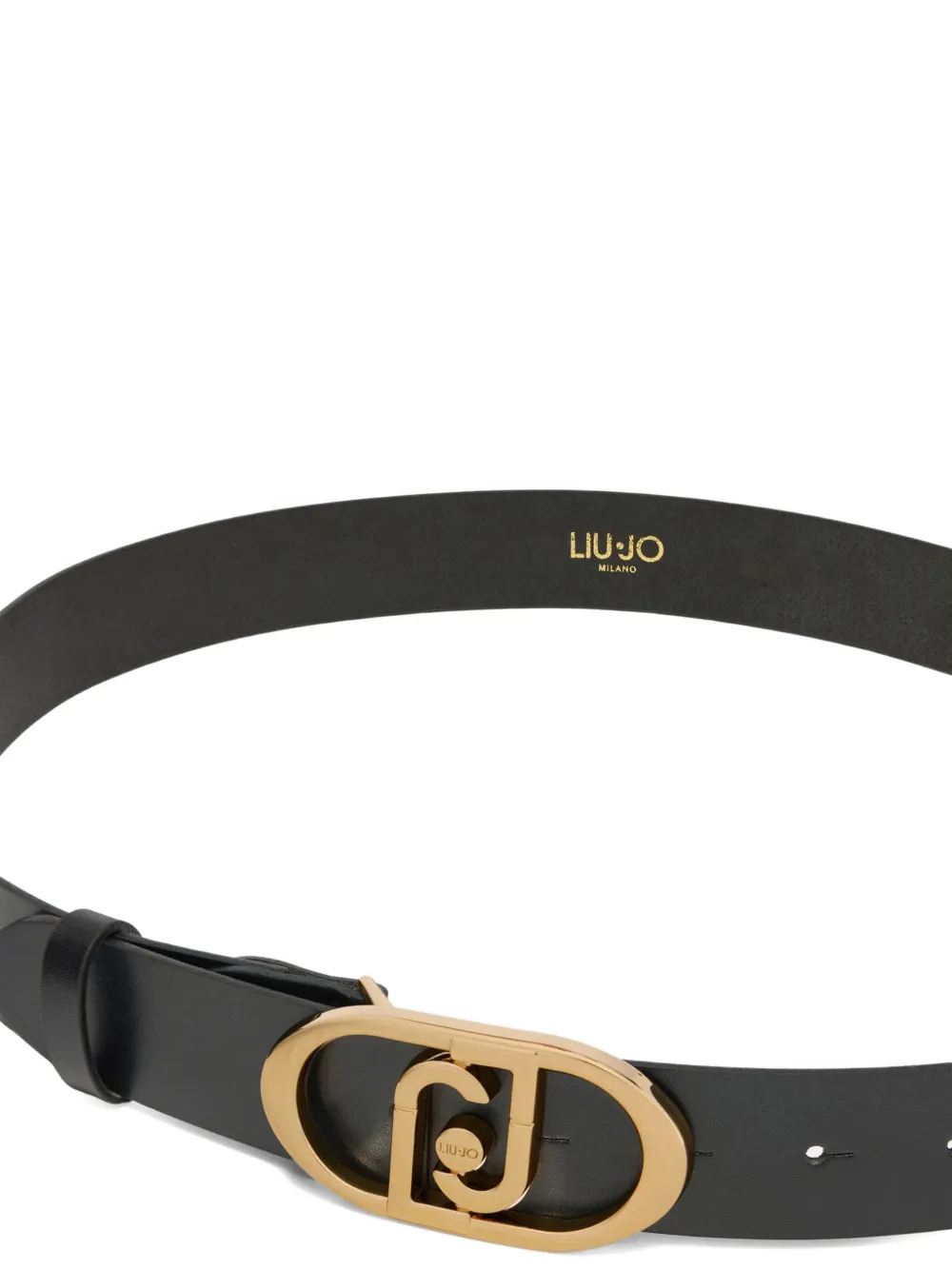 Liu •jo Lapuffy Leather Belt In Black
