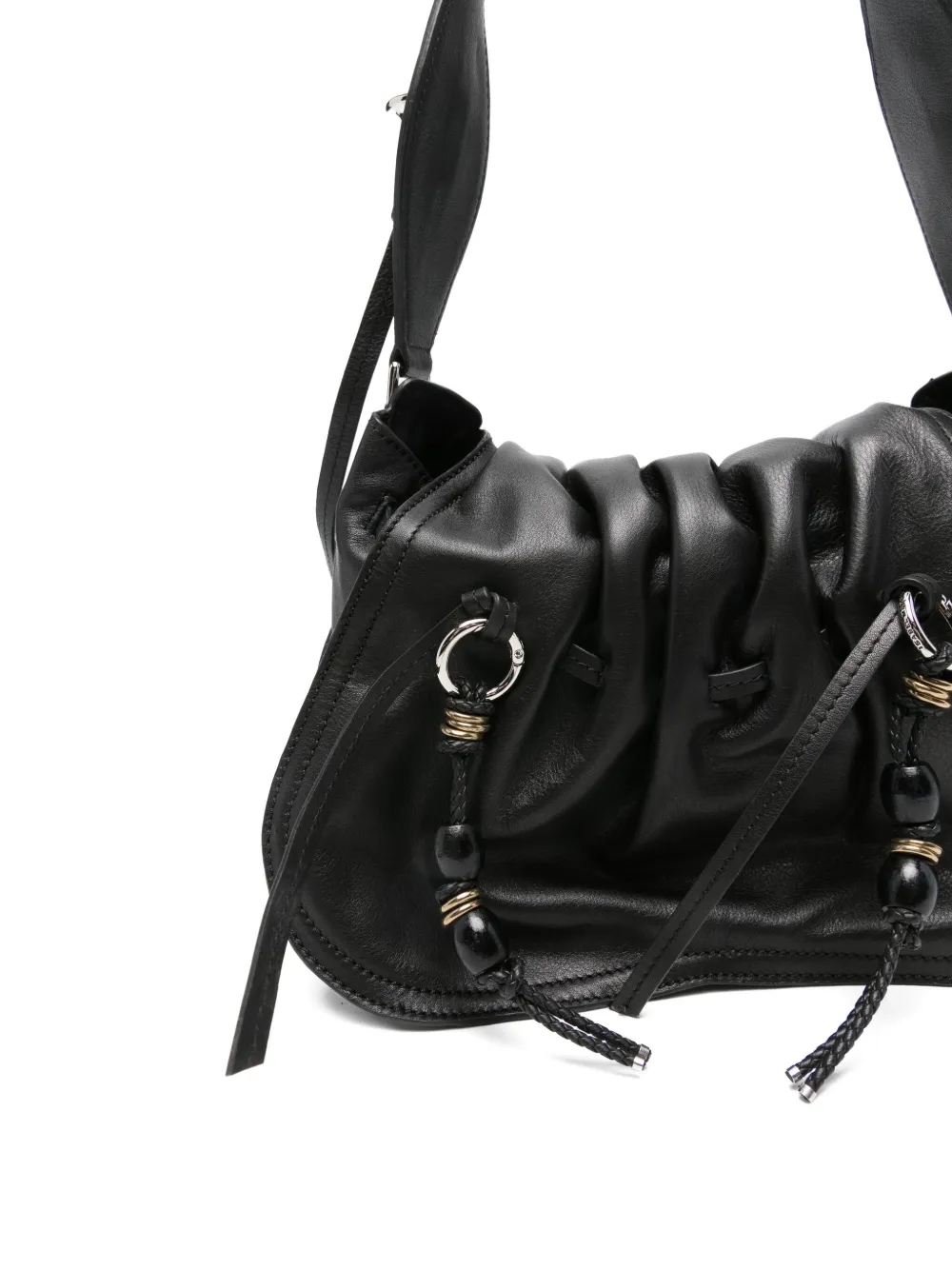 Isabel Marant Pleated-detail Drawstring Shoulder Bag In Black