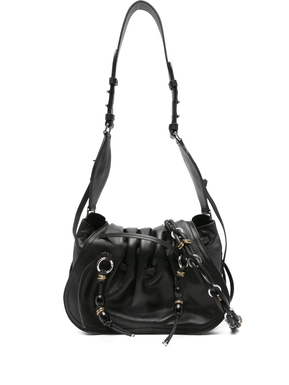 Isabel Marant Pleated-detail Drawstring Shoulder Bag In Black
