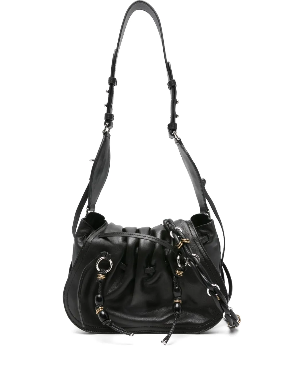 ISABEL MARANT pleated-detail drawstring shoulder bag | Black | Image 1