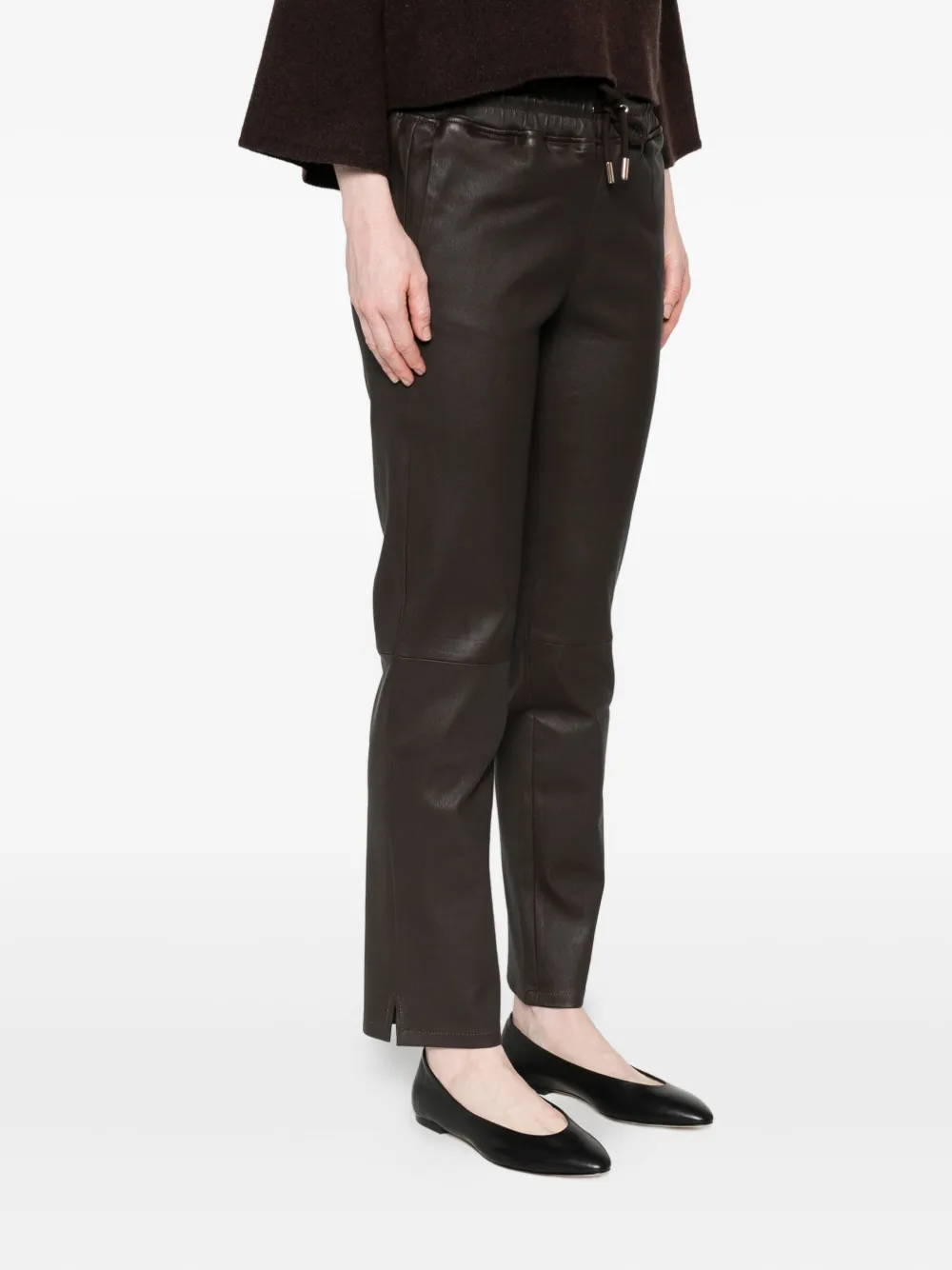  Studio Ar Nora Leather Trousers - Brown 