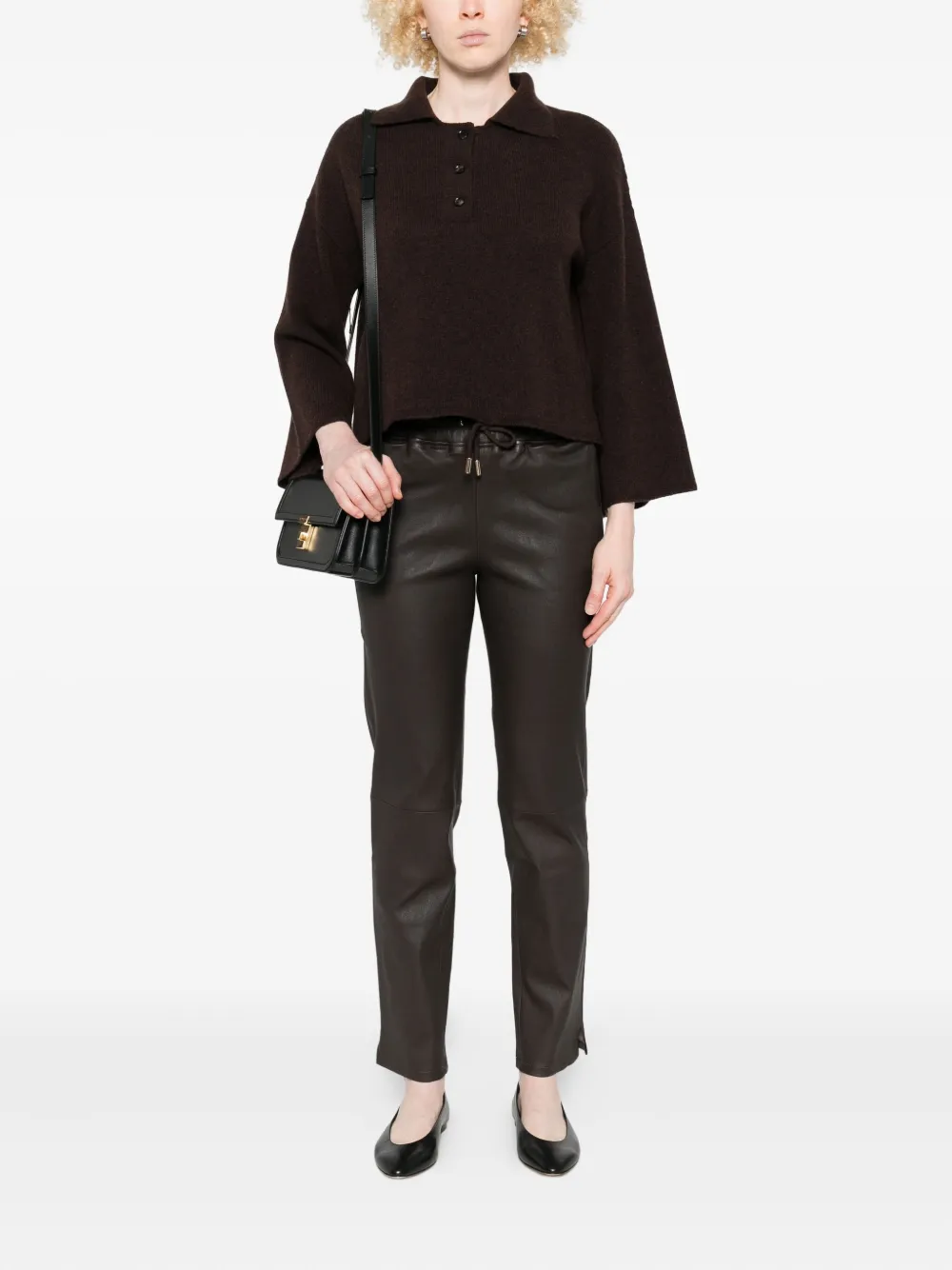 Studio Ar Nora leren broek - Bruin