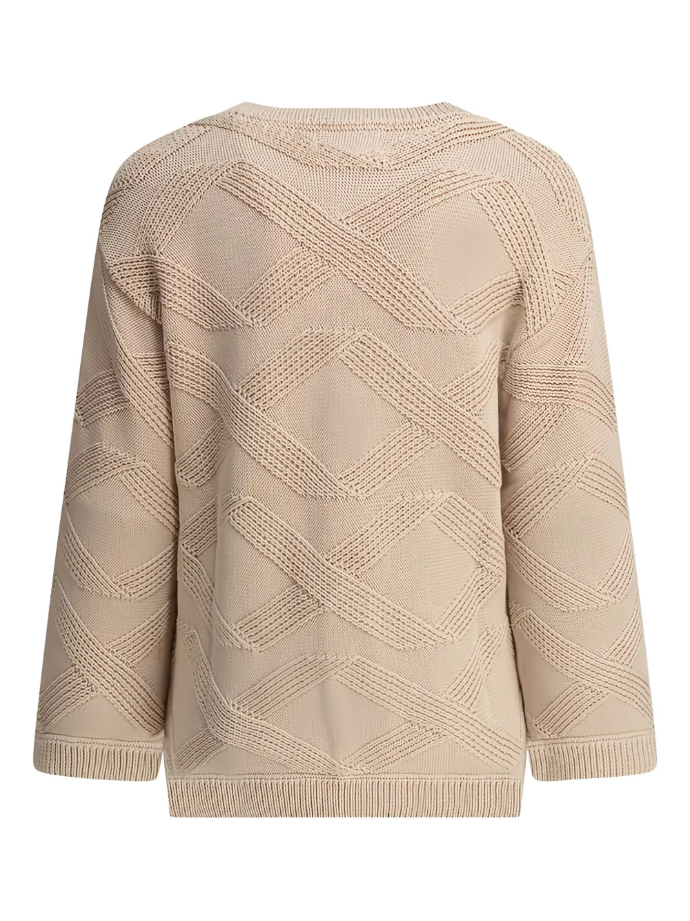 Loulou Katoenen trui met diamantpatroon Beige